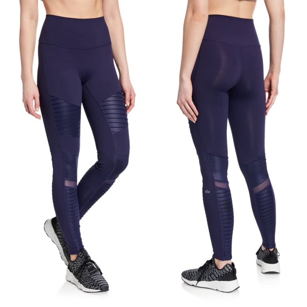 Alo High Waist Moto Leggings Navy Blue Size Medium